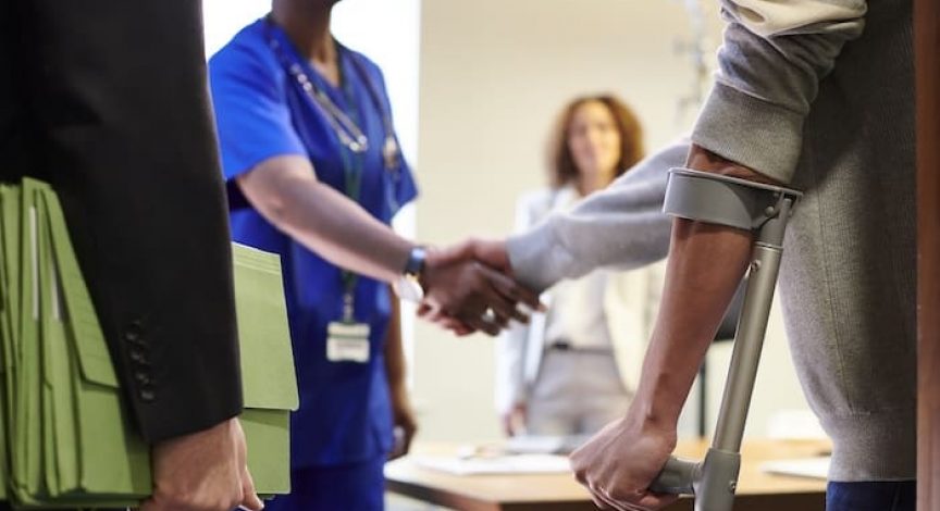 injured patient meeting with attorney for personal injury case